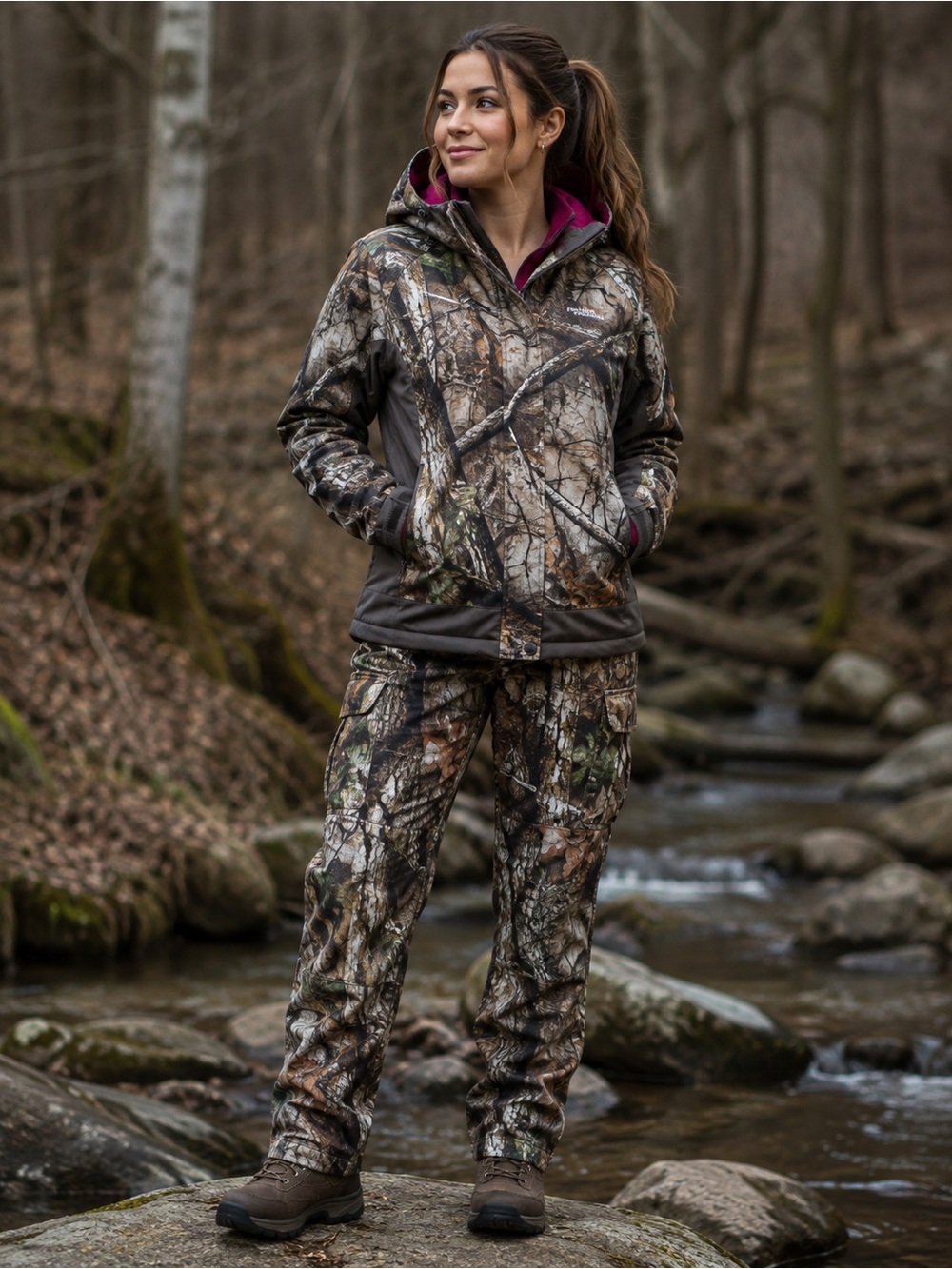 Womens Field & Stream Magenta Fleece Lined Hunting Jacket